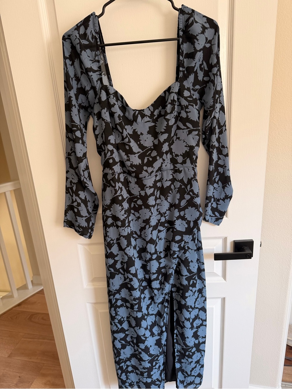 Abercrombie & Fitch Black Maxi Dress with Blue Floral Print